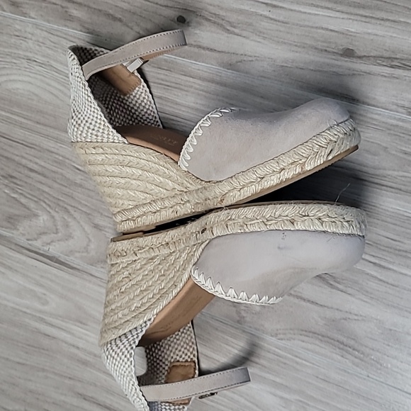 Paseart Tan Suede Espadrille Wedge Sandals Ankle Strap Jute Platform Size 38 - Picture 6 of 11